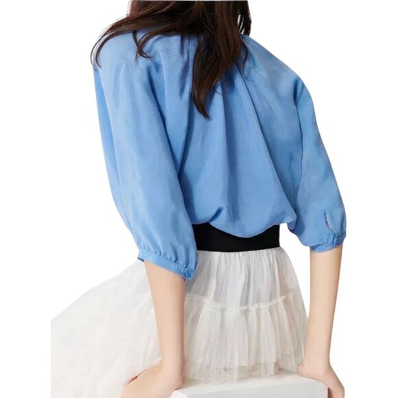 Maje Lua Collarless Blouse Womens Size 1 US S Clean Girl Aesthetic Office Top - Picture 2 of 8